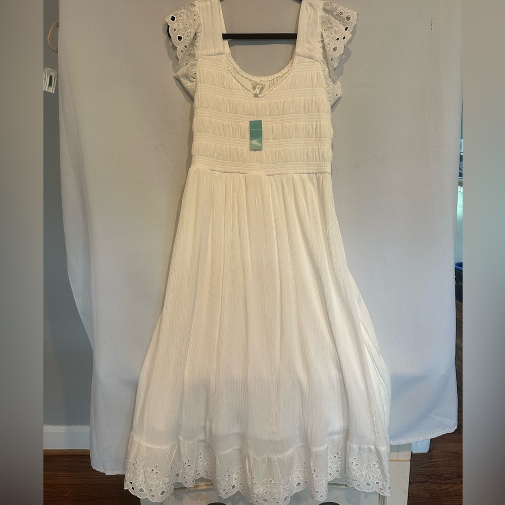 MAURICES White Flutter Eyelet Sleeve Sundress